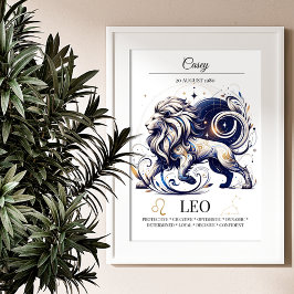 Póster Color de agua elegante personalizada de Leo