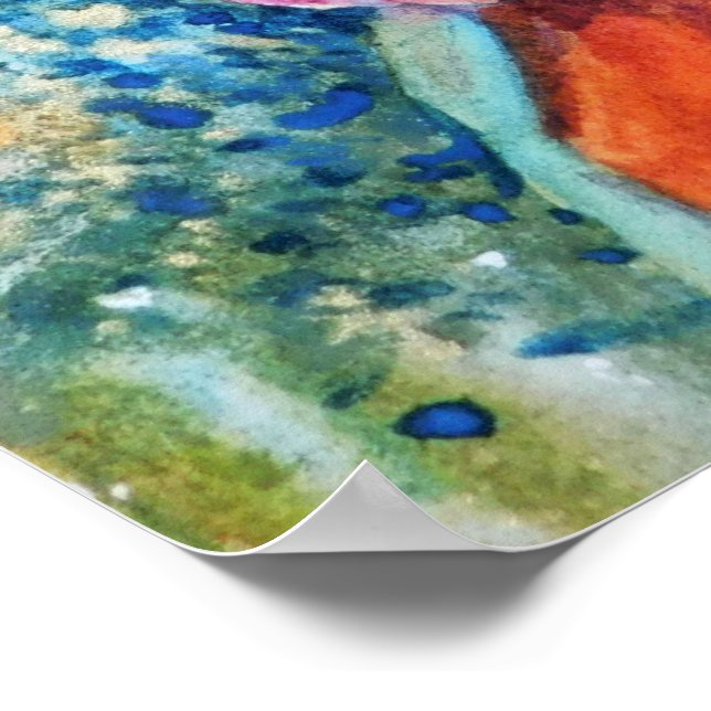 Póster Color de agua rojo (Esquina)