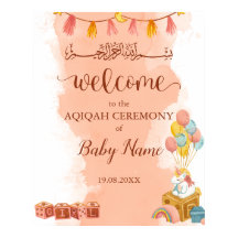 Color de agua rosa Aqiqah Aqeeqah Poster Rótulo
