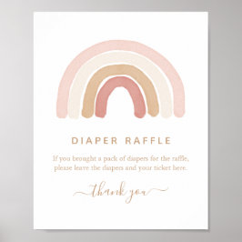 Póster Color de agua rosa Arcoiris Baby Shower Diaper Raf