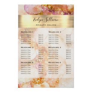 Póster Color de agua rosa dorado Faux Relieve metalizado 