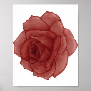 Póster Color de agua rosa rojo frente a la izquierda
