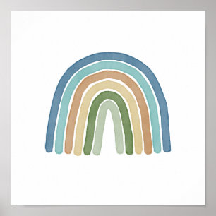 Póster Color de agua simple arcoiris azul