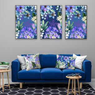 Póster color de agua vegetación florística botánica flora