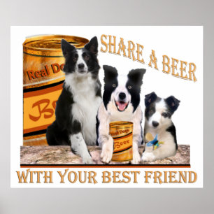 Póster Color de borde Compartir una cerveza Poster