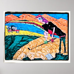 Póster color de golf abstracto