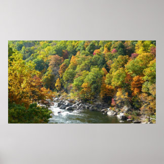 Póster Color de la caída en el Parque Estatal Ohiopyle