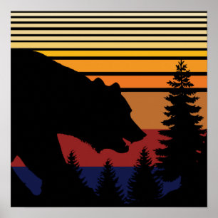 Póster Color de la cosecha del bosque del oso