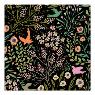 Póster Color De Verano De Patrón Floral Y Glamuroso