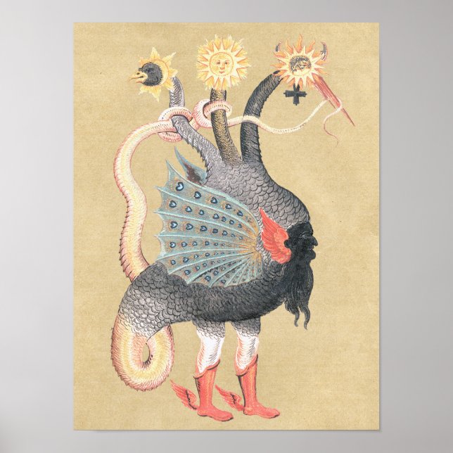 Póster Color del dragón de la alquimia mágica (Frente)