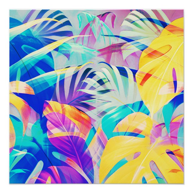 Póster Color del pastel floral abstracto moderno (Anverso)