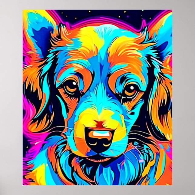 Póster Color eléctrico Pop Canine Art (Frente)