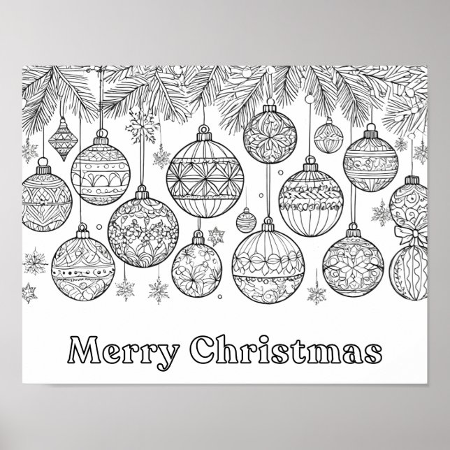 Póster Color En Navidades Baubles Ornamentos Divertidos C (Frente)