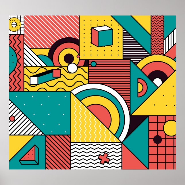 Póster Color geométrico: patrón abstracto. (Frente)