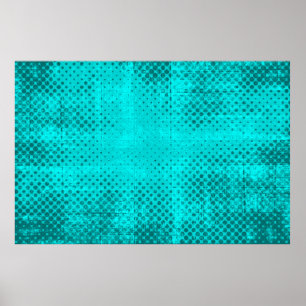 Póster Color grunge turquoise background. Halftone elemen