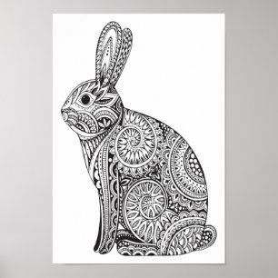 Póster Color It Poster Rabbit Pattern