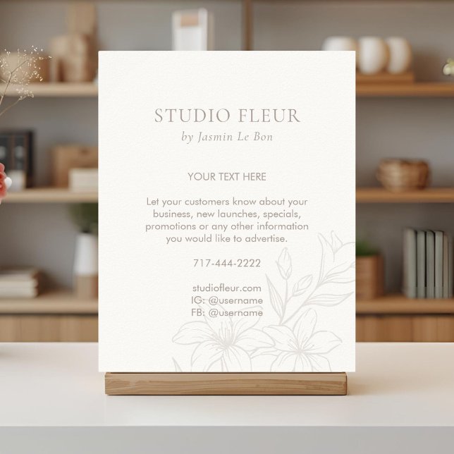 Póster Color marfil | Moda texto floral promocional (Subido por el creador)