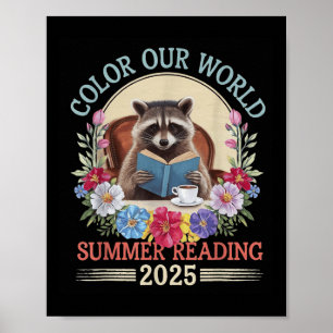 Póster Color Nuestro Mundo Raccoon Summer Reading 2025