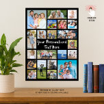 Póster Color Personalizado de 21 Collages de fotos person<br><div class="desc">Cree una impresión poster de collage de fotos moderna y única utilizando esta plantilla fácil de cargar con formatos de imagen de 21 cuadrados y rectángulos para alojar distintos tipos de fotos y personalizada con el texto personalizado. El texto editable se muestra en una tipografía de caligrafía de pincel con...</div>