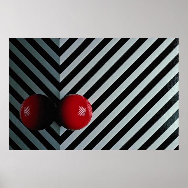 Póster Color rojo Balón de Snooker (Frente)