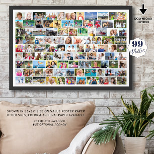 Póster Color sencillo de Personalizado de 99 Collages de