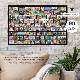 Póster Color sencillo de Personalizado de 99 Collages de