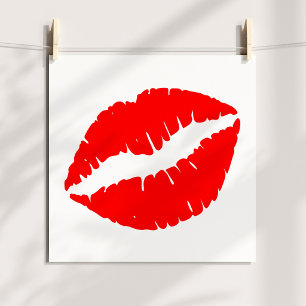 Póster Color Sólido Minimalista Beso Rojo