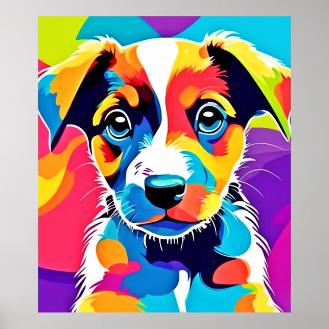 Póster Color Splash Groovy Canine Dog (Frente)