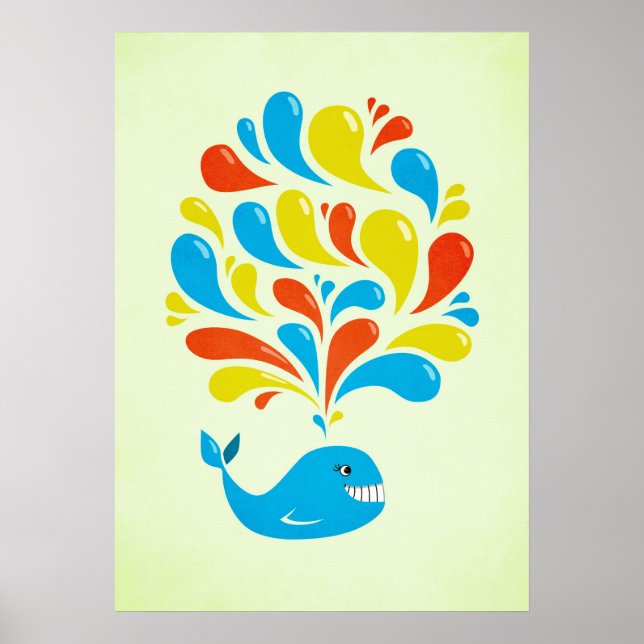 Póster Color Splash Happy Personalizado Whale (Frente)