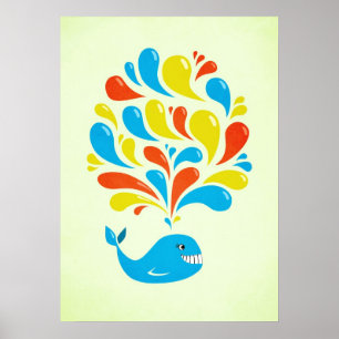 Póster Color Splash Happy Personalizado Whale