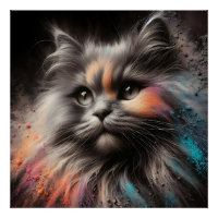 Color Splash Resumen Arte felino de larga duración