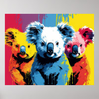 Color vibrante Koala Bears Art
