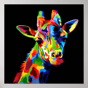 Póster Color vibrante Pintura de jirafa