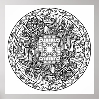 Póster Color Your Own Palm Tree Mandala Coloring Poster