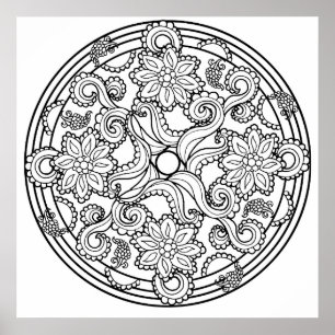 Póster Color Yourself Mandala Poster Paisley Sea Creature