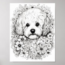 Póster Coloración de adultos de Dog Mandala