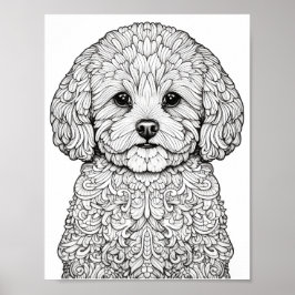 Póster Coloración de adultos de Dog Mandala