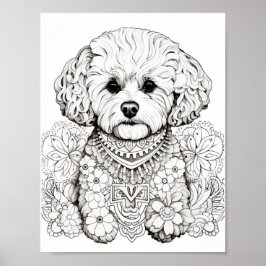 Póster Coloración de adultos de Dog Mandala