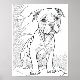 Póster Coloración de adultos de Pitbull Dog