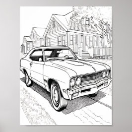 Póster Coloración de adultos en un automóvil músculo amer