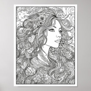 Póster Coloración de adultos inspiradora/consciente