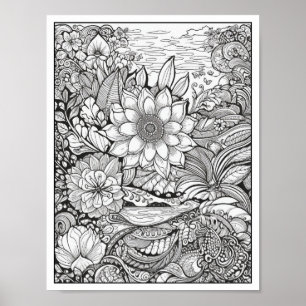Póster Coloración de adultos inspiradora/consciente