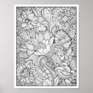 Póster Coloración de adultos inspiradora/consciente
