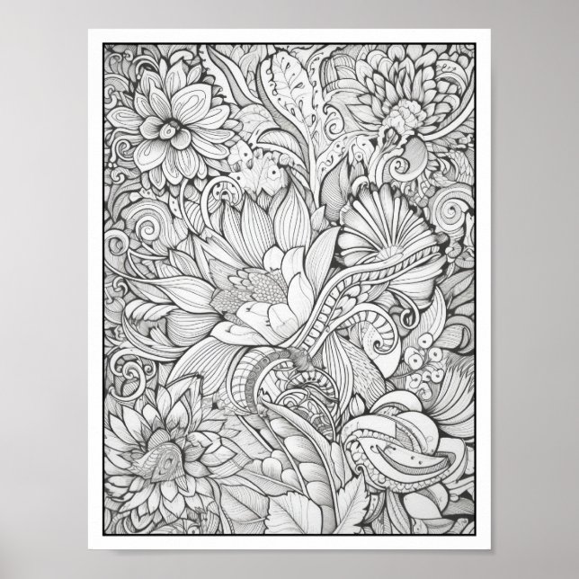 Póster Coloración de adultos inspiradora/consciente (Frente)