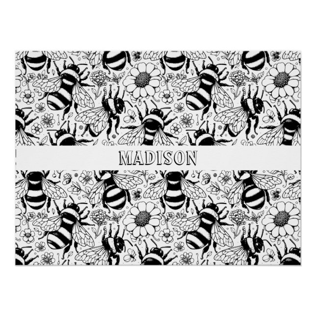 Póster Coloración personalizada del patrón de abejas ilus (Anverso)