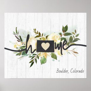 Póster Colorado Estado Personalizado Tu Ciudad Hogar Rúst