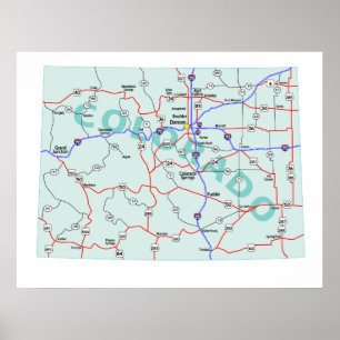Póster Colorado Interstate Map Print