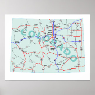 Póster Colorado Interstate Map Print