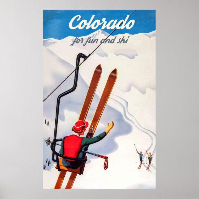 Póster Colorado para diversión y esquí (Frente)