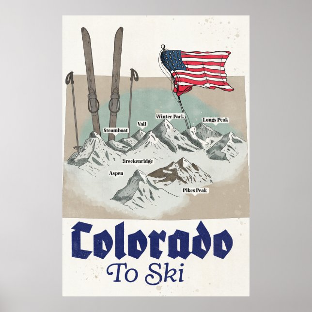 Póster Colorado para Esquiar (Frente)
